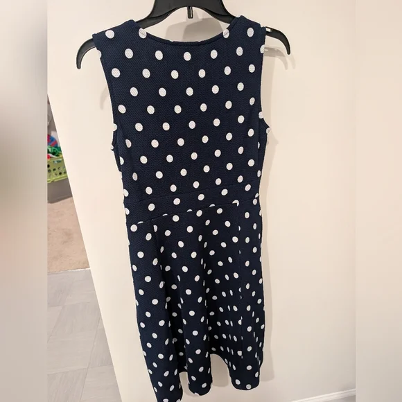 West Kei Navy and White polka dot dress size small pockets fit and flare - Picture 3 of 5
